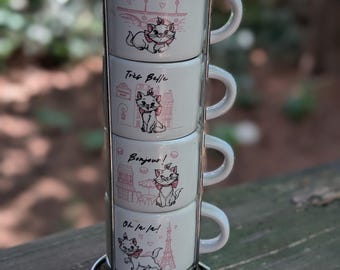 Aristocats Marie Espresso Cups Set with Holder (Set of 4)