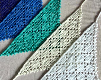 crochet bandana womens clothing triangle headscarf diamond headband boho accessory checkered hair accessory spring womens gift for her new