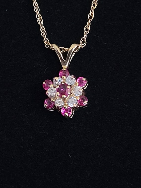 18 inch 14k yellow gold necklace with Ruby and dia