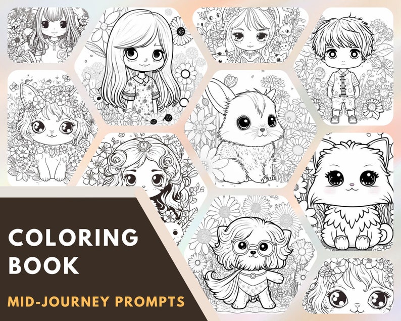 Professional Midjourney Animal Coloring Book Prompt Ai Art Etsy