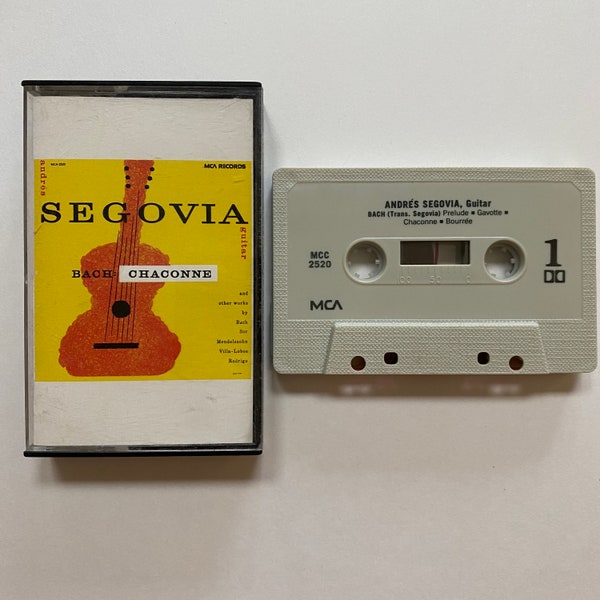 Andres Segovia Bach Chaconne Acoustic Classic Guitar Cassette Tape 1975 Music Album