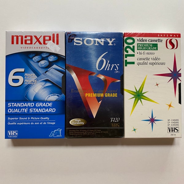 Blank VHS Lot for Recording Video Safeway T120 Sony Maxell