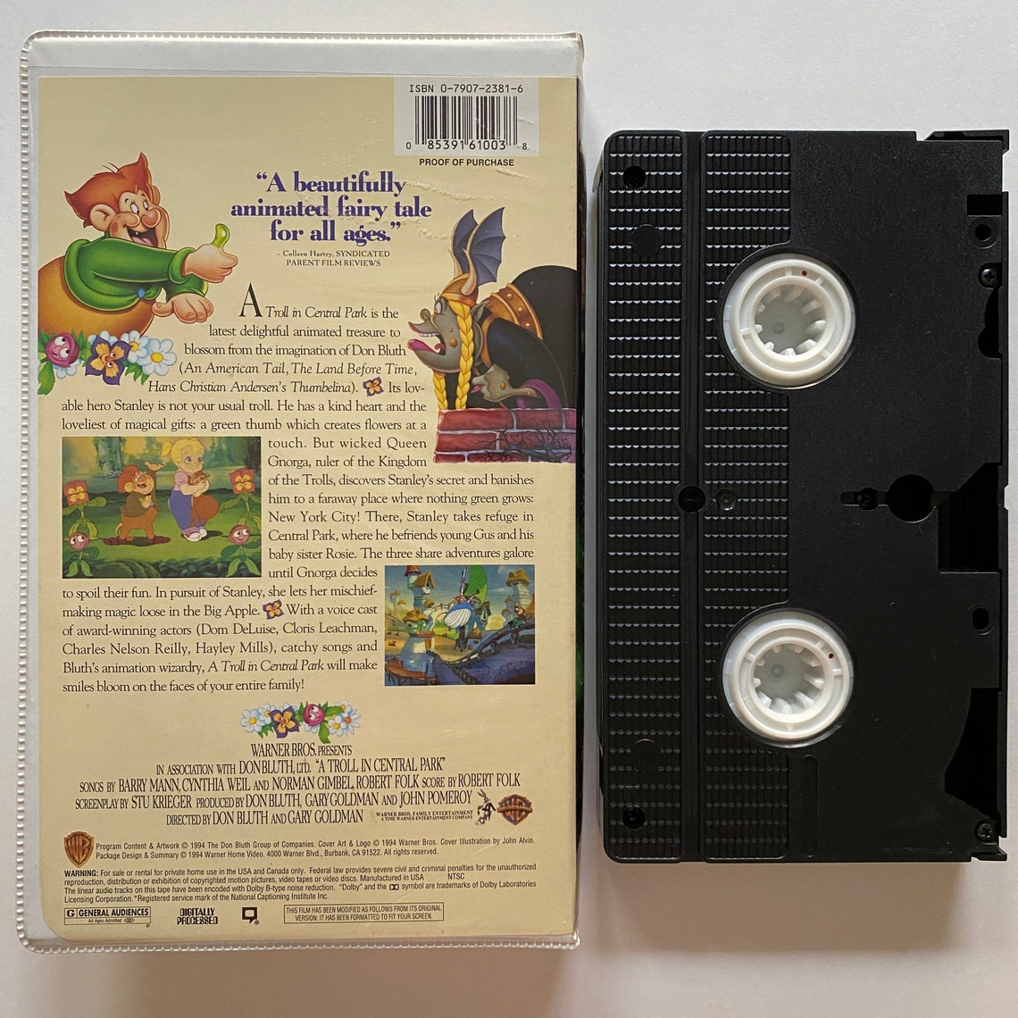 A Troll In Central Park 1994 Vhs A Troll in Central Park VHS Animated Childrens Film Don Bluth Movie 90s