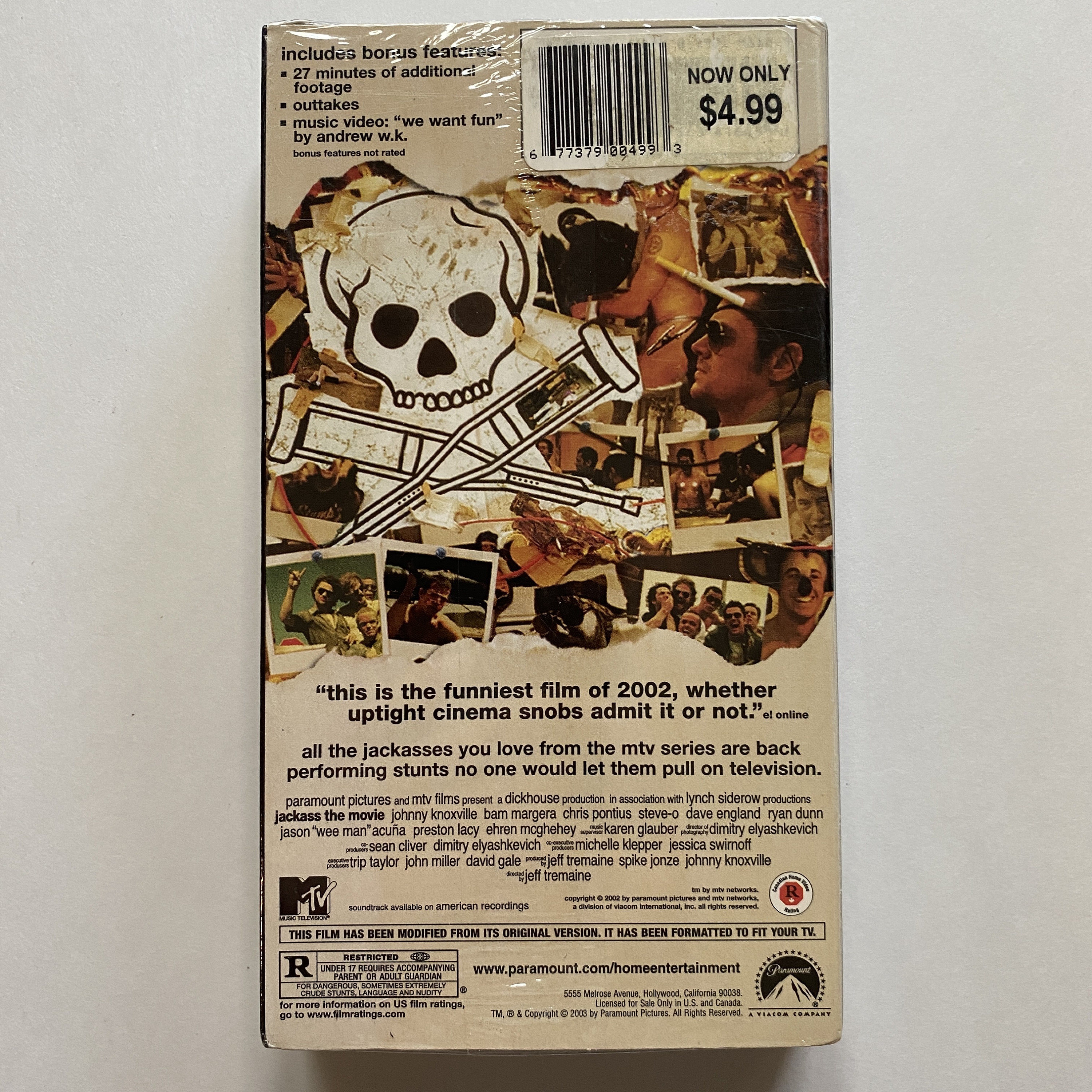 2002 Jackass the Movie Special Edition Sealed VHS With Watermark