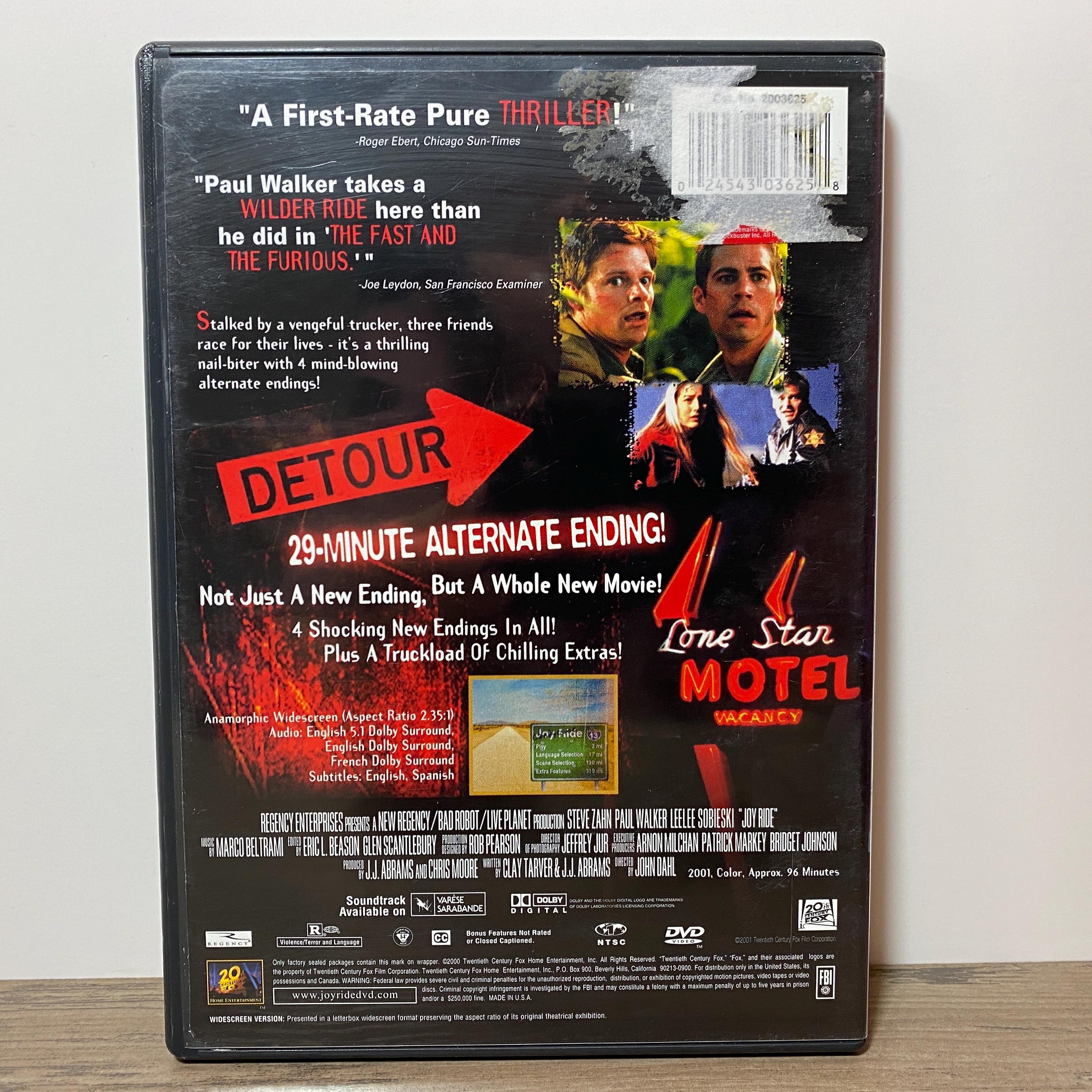 Joy Ride DVD 2001 Horror Thriller Movie Paul Walker - Etsy Canada