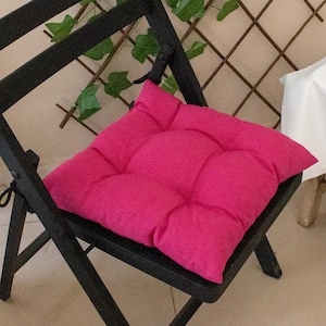 Handmade Linen Square Chair Cushion - Custom Size Dining Pad