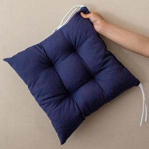 Handmade Linen Chair Cushion with Ties - Square or U-Shape