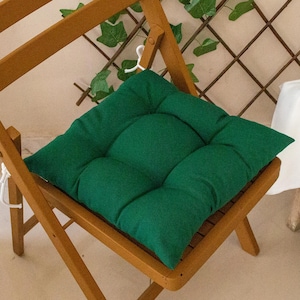 Square Linen Chair Cushion: Custom Size Dining Chair Pad with Ties