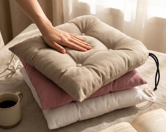 Cuscino per sedia a forma di U in lino con lacci – Cuscino da cucina su misura