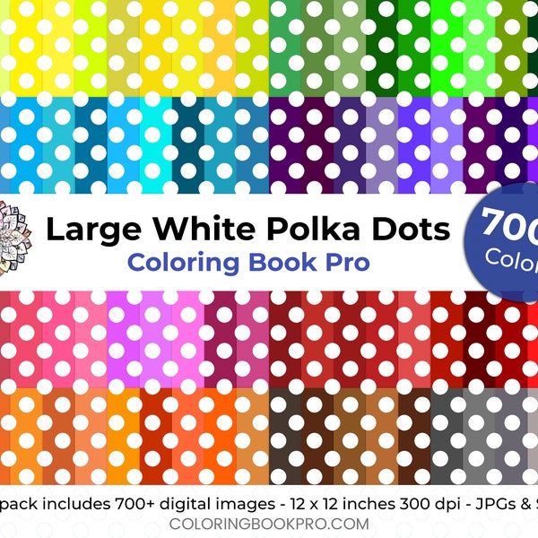 700+ Large White Polka Dot Seamless Patterns Digital Paper Pack