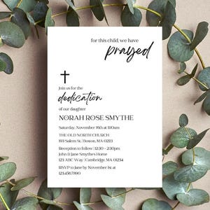 Minimalistische babytoewijdingsuitnodiging | Babytoewijding | Religieuze uitnodiging | Minimalistische toewijding | Volledig aanpasbare sjabloon