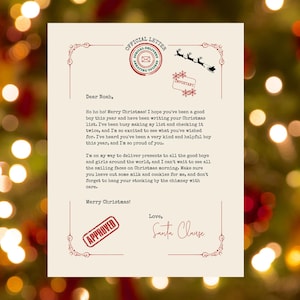 Carta personalizada de Papá Noel / Plantilla de carta de Papá Noel editable / Correo del Polo Norte / Cartas para niños / Plantilla personalizable