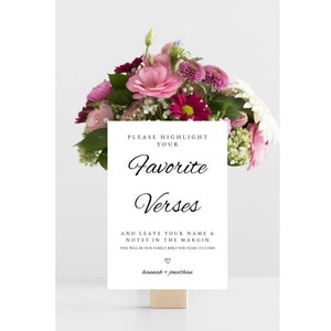 Verset biblique préféré | Panneau de bienvenue de mariage minimaliste | Mettez en valeur votre verset biblique préféré | Signe de mariage | Modèle entièrement personnalisable