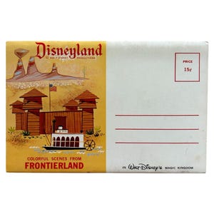Vintage 1960s Walt Disney Colorful Scenes From Frontierland Foldout Postcard Souvenir Set Anaheim California Magic Kingdom Unposted