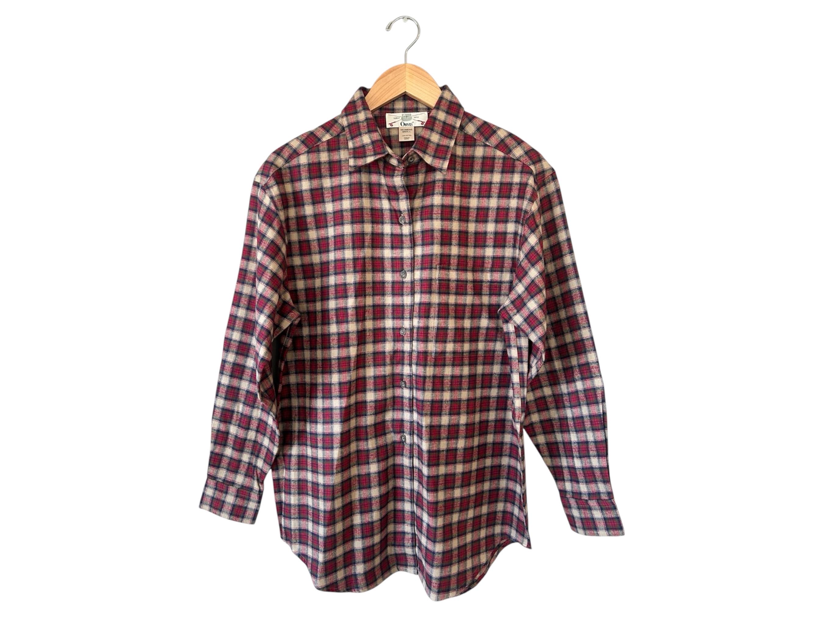 Chemise Homme Orvis à Carreaux Taille M - Bleu, Gris, Rouge, 100% Coton - Occasion Très Bon état