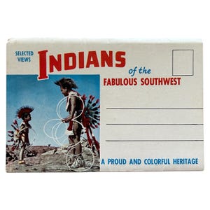 Vintage 1960s “Indians of the Fabulous Southwest” Foldout Souvenir Postcard Booklet 12 Color Scenes Unposted A Proud and Colorful Heritage
