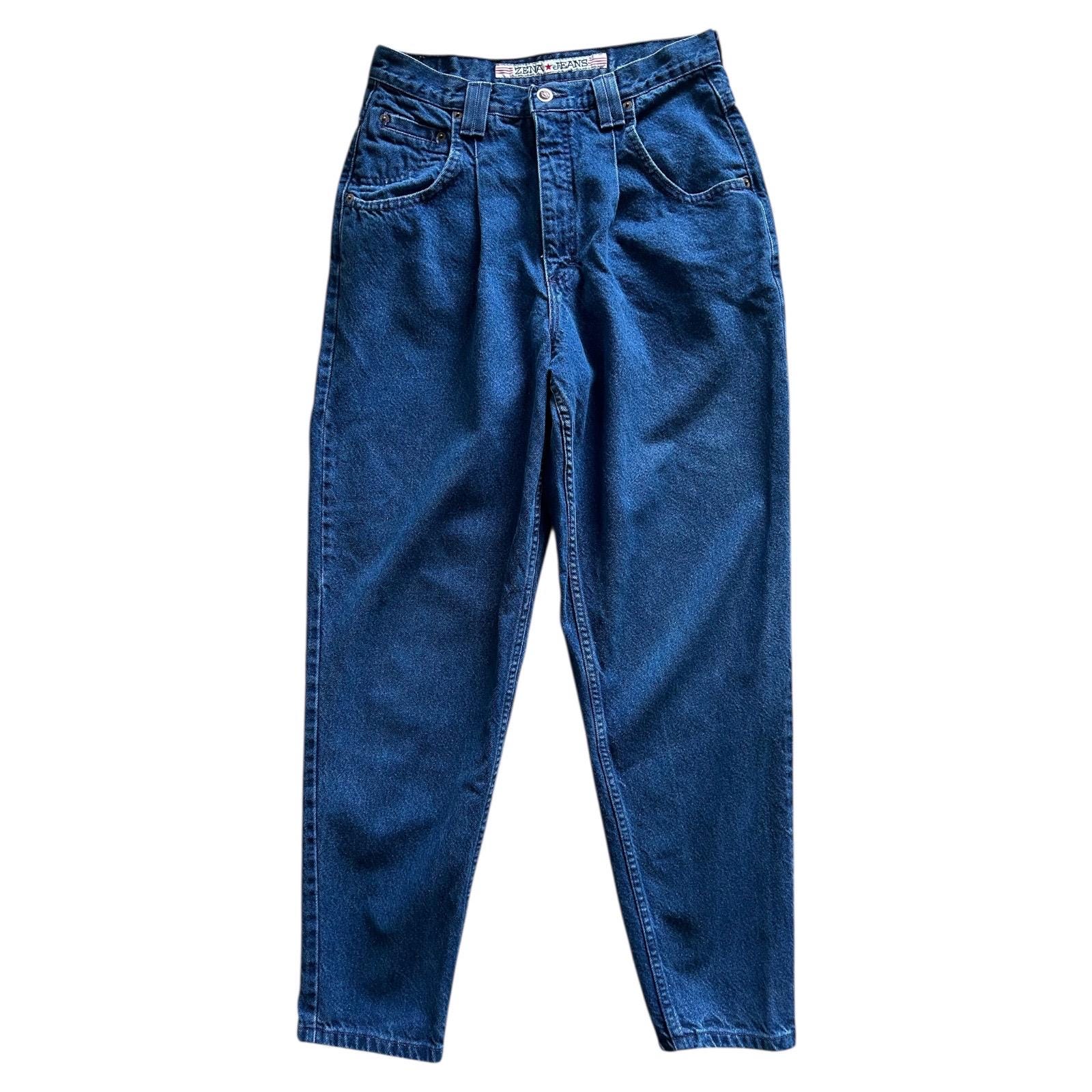 Vintage Zena Jeans Made in USA 80s Unique Blue Wash Denim