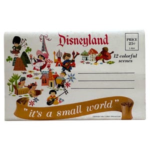 Vintage 1960s Walt Disney “it’s a small world” 12 Colorful Scenes Foldout Postcard Souvenir Set Anaheim California Magic Kingdom Unposted