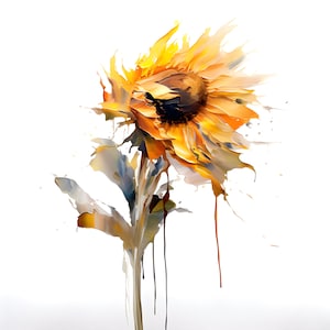 Digital Print - Abstract Sunflower, Oil Painting, Instant Download Art, High Res, Fits Various Frames, Unique Home Decor, Flower Painting