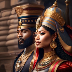 African Art, Black Royal , King & Queen, Printable Wall Art, Downloadable PrintAi Art