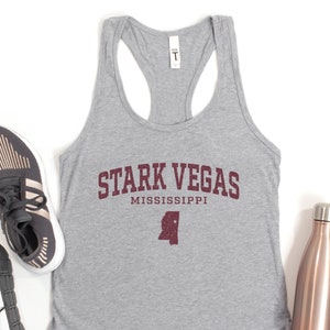 Starkville MS Tank Top, Ladies Starkville Mississippi Gift, Womens Stark Vegas Football Tshirt, State Running Apparel, Funny Workout Shirt