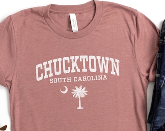 Charleston SC Shirt, Chucktown Unisex Tshirt, Vintage Distressed Design Gift Tshirt, South Carolina Palmetto Travel Trip Vacation Souvenir