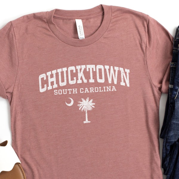 Charleston SC Shirt, Chucktown Unisex Tshirt, Vintage Distressed Design Gift Tshirt, South Carolina Palmetto Travel Trip Vacation Souvenir