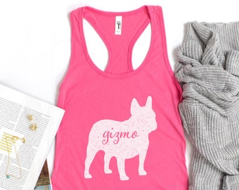 Custom French Bulldog Tank Top, Personalized Frenchie T-shirt, French Bulldog Gift, Dog Mom Tee, Runner Shirt, Frenchie Workout Gift For Her
