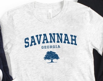 Camiseta Savannah GA, Camiseta Unissex, Camiseta Vintage para Presente, Camiseta da Geórgia, Lembrança de Viagem/Férias, Camiseta de Praia, Estampa de Carvalho-vivo