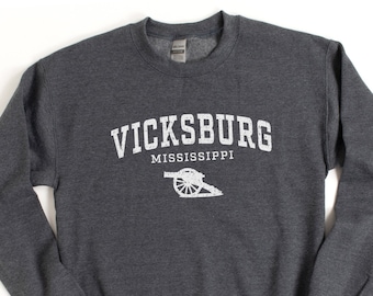 Vicksburg Mississippi Sweatshirt, Retro Vintage Design Gift T-shirt, Civil War Tee, Souvenir Shirt, National Military Park, MS Sweater Gift