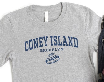 Camiseta Coney Island, Camiseta Unissex de Férias, Camiseta de Praia, Camiseta para Viagem ao Brooklyn, Camiseta Vintage para Presente, Cachorro-Quente, Presente de Nova York, Camiseta de Nova York