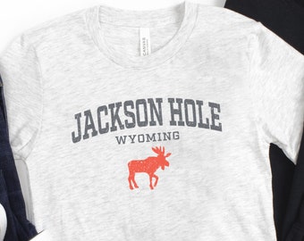 Jackson Hole Shirt, Jackson Hole WY Tee, Unisex Tshirt, Vintage Distressed Design Gift Tshirt, Wyoming Moose Travel Trip Vacation Souvenir