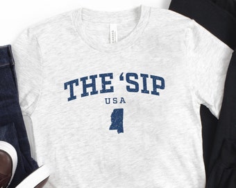 The Sip Unisex Shirt, Mississippi Shirt, Beach Shirt, Retro Vintage Design, Cotton Mississippi Souvenir, Southern State Gift T-Shirt