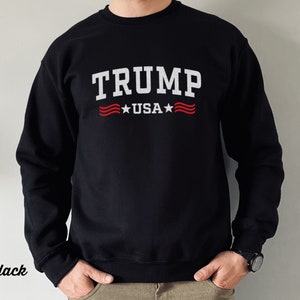 Trump Sweatshirt, USA Shirt, Trump USA Patriotic Unisex Sweatshirt, Retro Vintage Gift Shirt, Republican Rally Sweatshirt, MAGA 45 47 Gift