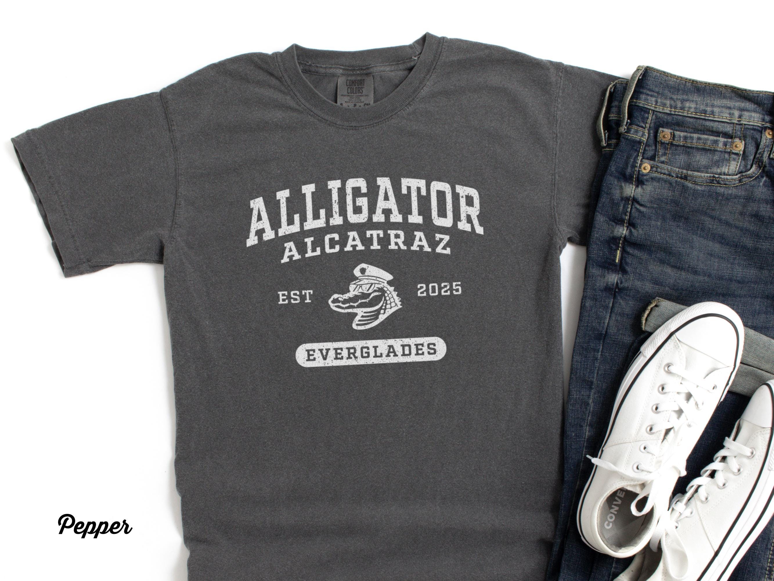 Alligator Alcatraz Shirt, Comfort Colors Unisex T-shirt, Vintage Gator Gift Tshirt, Florida Everglades, Funny Dark Humor Parody Graphic Tee