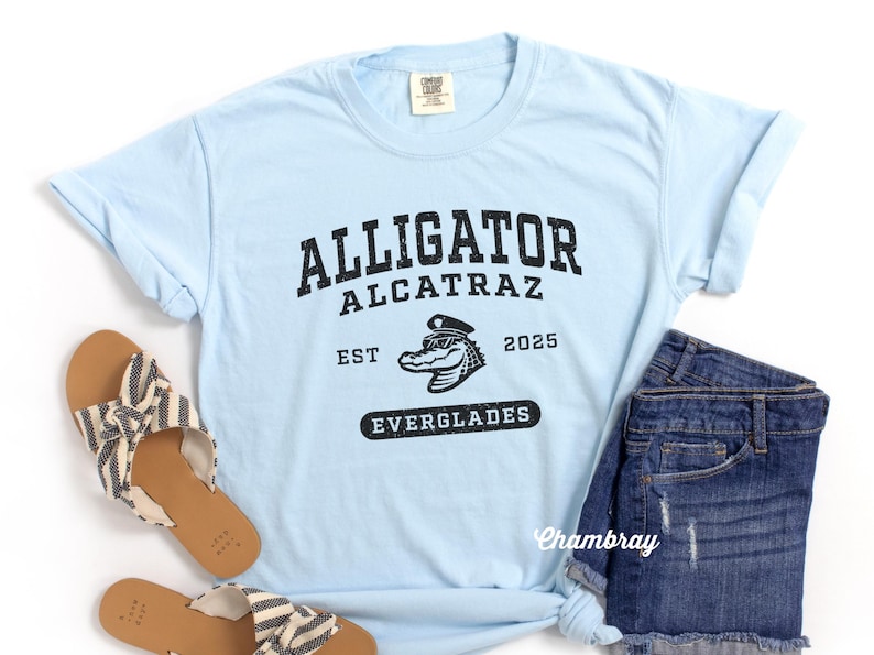 Alligator Alcatraz Shirt, Comfort Colors Unisex T-shirt, Vintage Gator Gift Tshirt, Florida Everglades, Funny Dark Humor Parody Graphic Tee