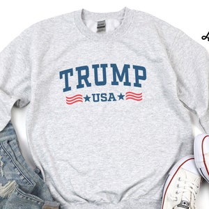 Trump Sweatshirt, USA Shirt, Trump USA Patriotic Unisex Sweatshirt, Retro Vintage Gift Shirt, Republican Rally Sweatshirt, MAGA 45 47 Gift