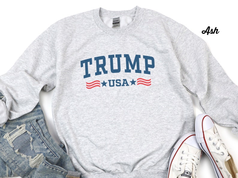 Trump Sweatshirt, USA Shirt, Trump USA Patriotic Unisex Sweatshirt, Retro Vintage Gift Shirt, Republican Rally Sweatshirt, MAGA 45 47 Gift