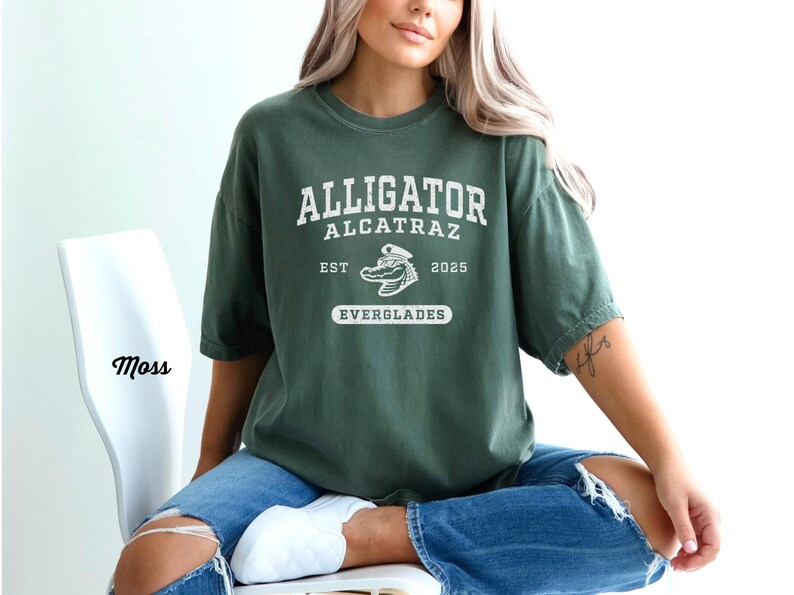 Alligator Alcatraz Shirt, Comfort Colors Unisex T-shirt, Vintage Gator Gift Tshirt, Florida Everglades, Funny Dark Humor Parody Graphic Tee