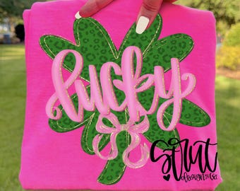 St Patricks Day PNG - Gold Glitter Leopard Pink Design - Gold Glitter Bow Cursive Design PNG - PNG Craft Design