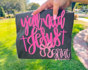 Yall Need Jesus - Handdrawn Handlettered - Gold Glitter - Cursive Mimi Design PNG - PNG Craft Design