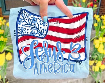 Jesus & America PNG - USA - Jesus and America Flag Design 250 Years America T Shirt Design - PNG Craft Design