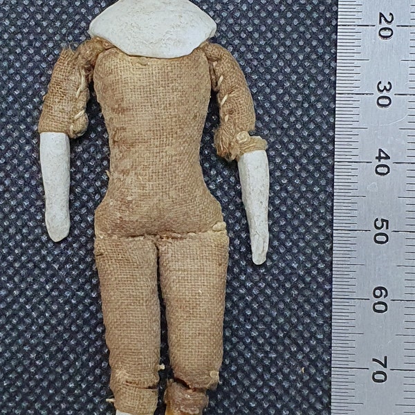 Rare - Antique handmade ceramic and sawdust doll