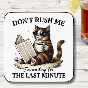Cute Cat Quote Coaster, Sarcastic Cat Coaster, Don&#39;t Rush Me, Funny Drink Coaster, Cat Lover Gift, Home Decor