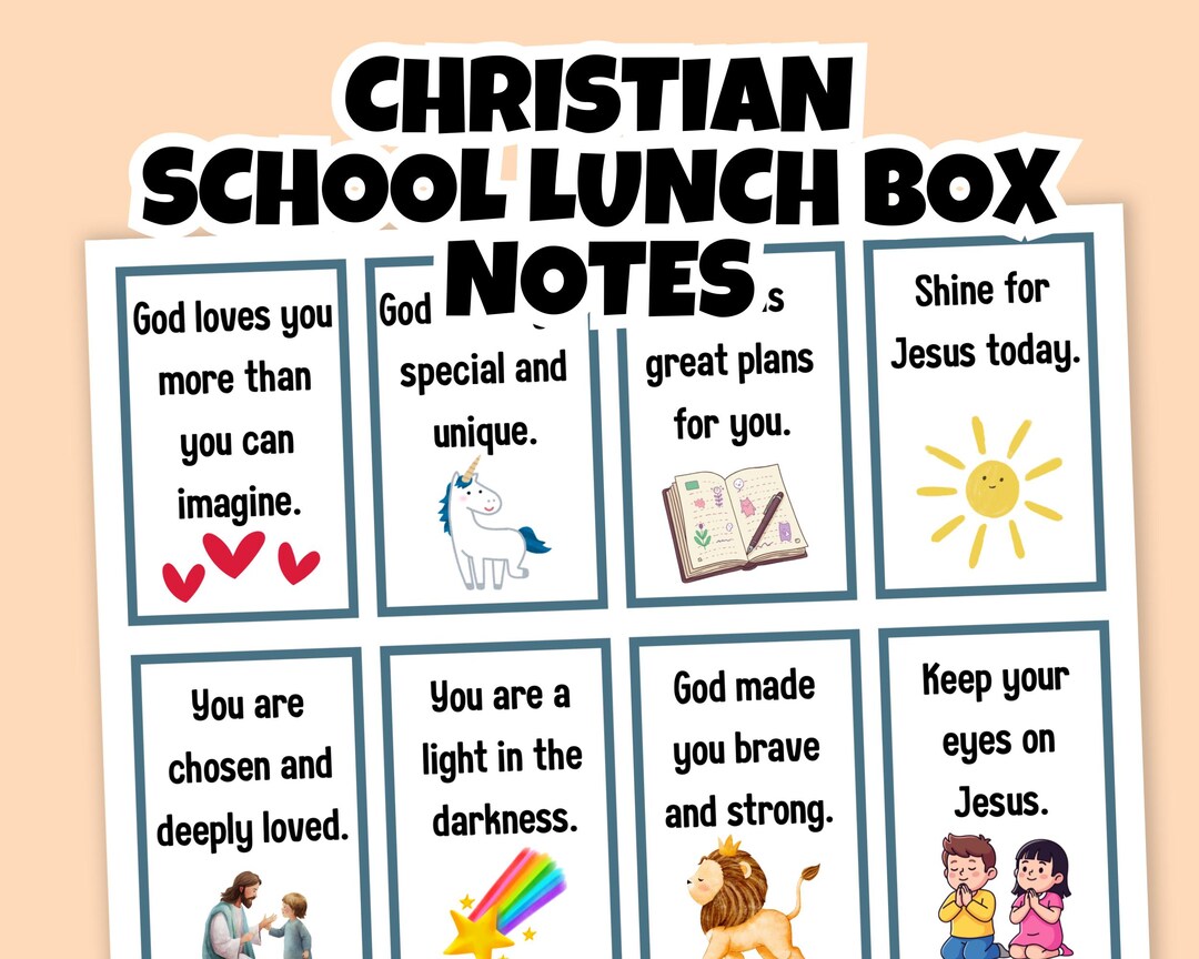 Printable School Lunch Box Notes for Kids, Christian Lunch Box Notes ...