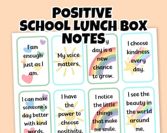 Positive School Lunch Box Notes for Kids