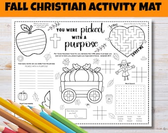 Christliche Halloween-Aktivität Tischset zum Ausdrucken, Herbst Bibel Aktivität, Halloween Handwerk für Sonntagsschulkinder