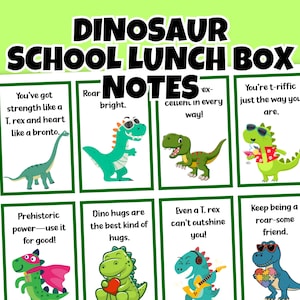 Notes de boîte à lunch imprimables pour enfants, faits sur les dinosaures, notes de boîte à lunch, cartes de repas