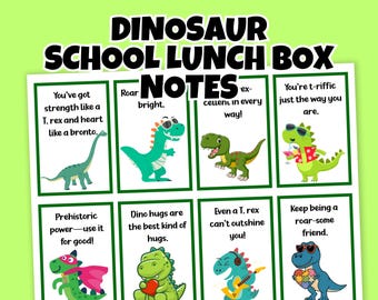 Printable School Lunch Box Notes for Kids, Dinosaur Facts Lunch Box Notes, Lunch Cards