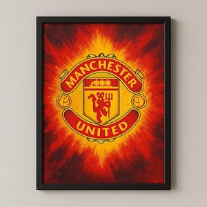 Manchester United Crest Poster – Bright & Vibrant Wall Art for Football Fans